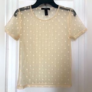 Cream Dot Mesh Top